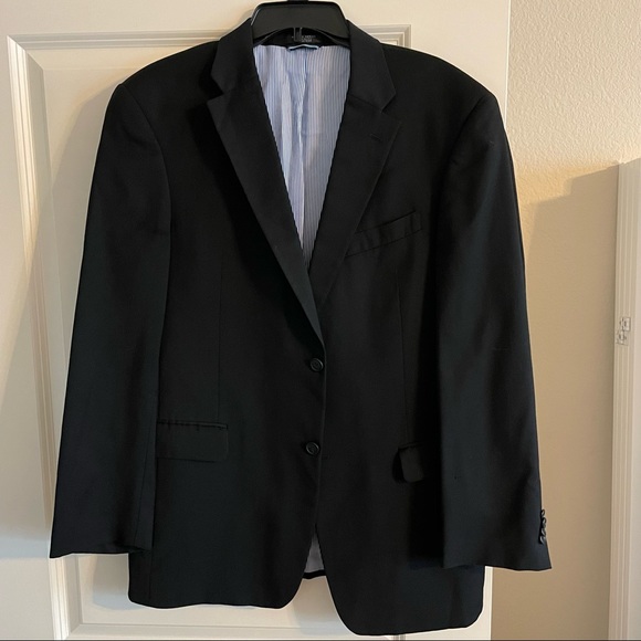 Tommy Hilfiger Mens Two Button Blazer Blue Lined Notch 41R FLAW Stain - Picture 1 of 13